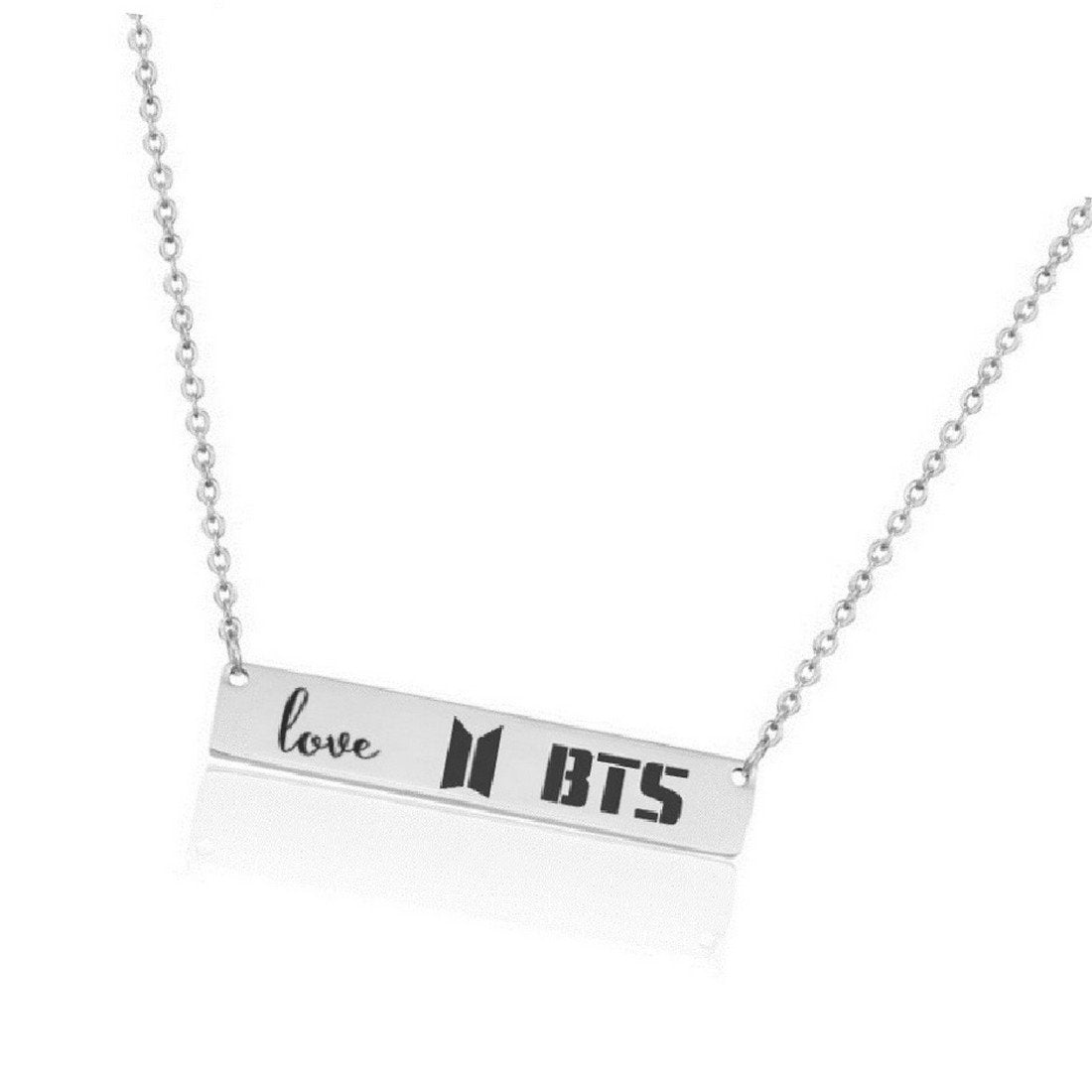 Silver-Plated Love BTS Chain Pendant Necklace image 2