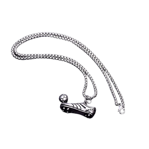 Oxidized Silver Soccer Shoes Pendant Chain Necklace image 1