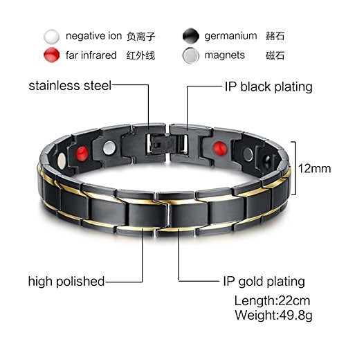 Golden Accent Black Bio Magnetic Bracelet image 2
