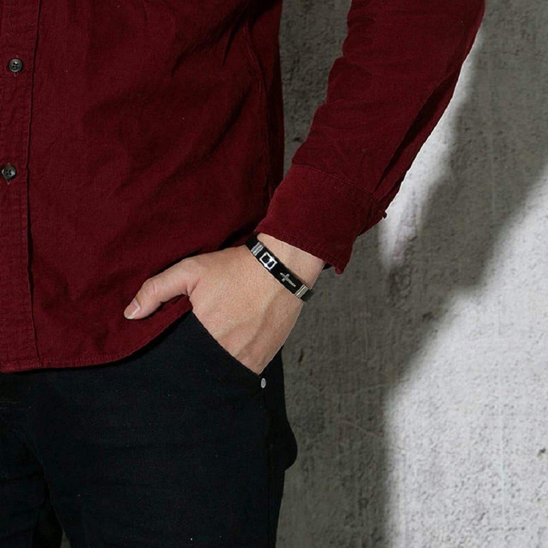 Stylish Adjustable Link Chain Easy-Hook Cross Bracelet for Men image 1