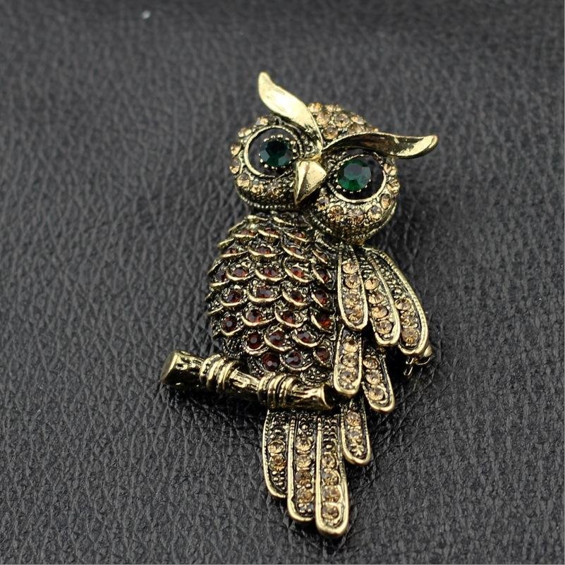 Oxidised Gold Owl Brooch For Women image 0