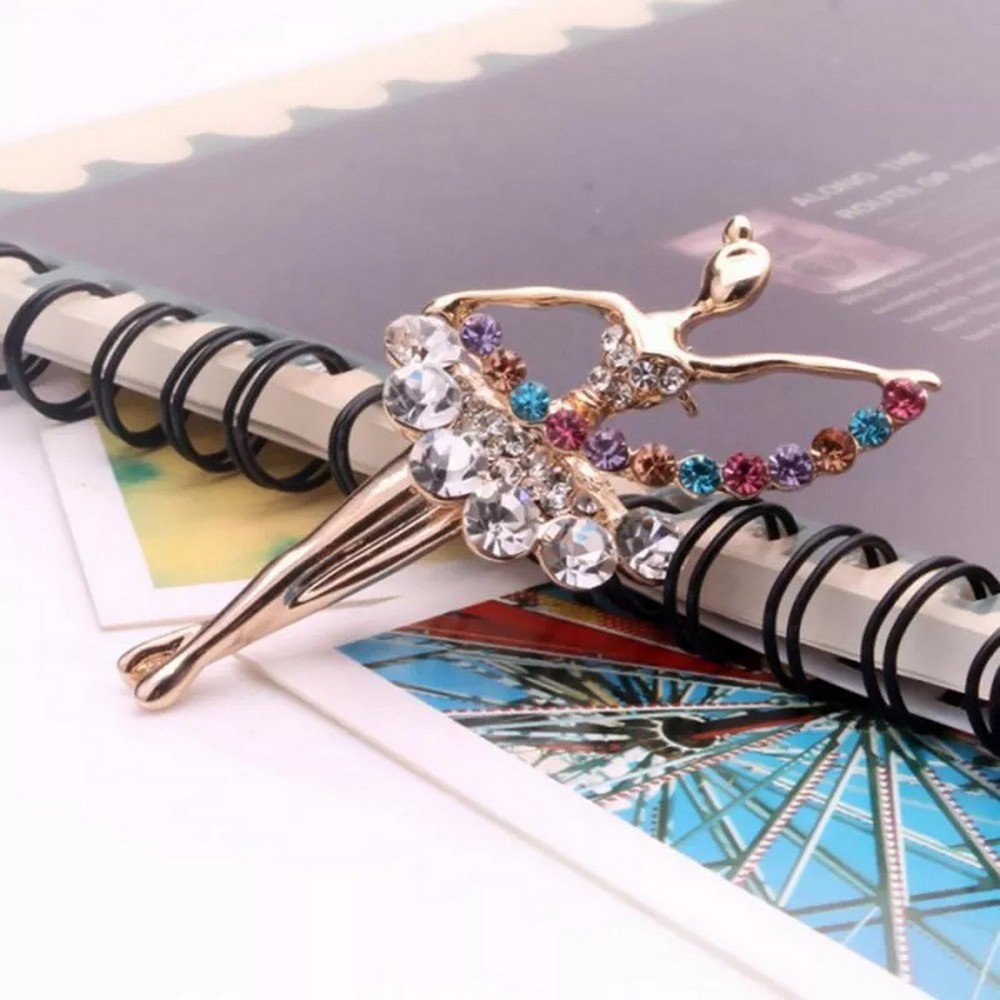 Gold-Plated Multicolor Crystal Dancing Doll Brooch for Women/Girls image 3