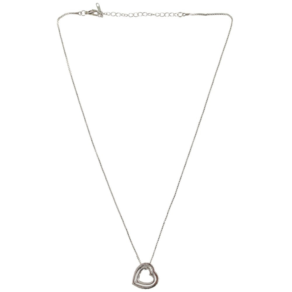 Double Silver-Plated Blue Crystal Heart Pendant Necklace image 2