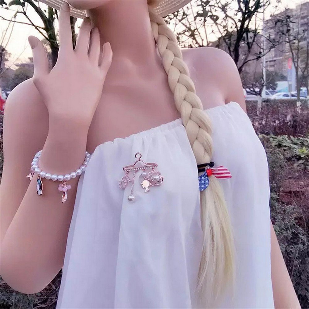 Gold-Plated Faux Pearl Hanger Dangle Brooch Pin for Women/Girls image 1