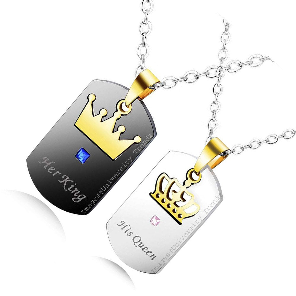 Crown King-Queen Chain Pendant Necklace for Men and Women image 3