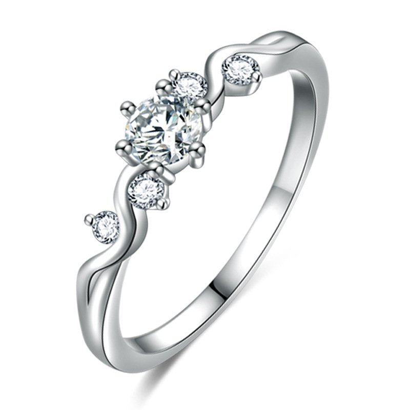 Elegant Silver-Plated Crystal Work Ring image 2