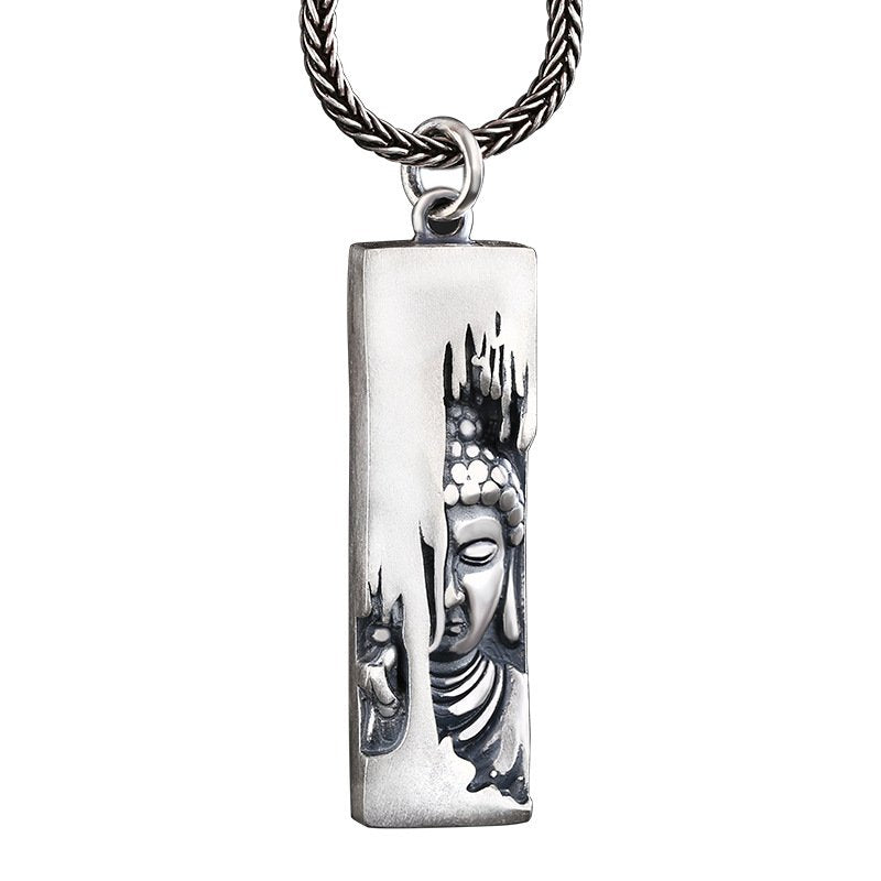 Sterling Silver Lord Buddha Pendant Chain Necklace for Men image 3