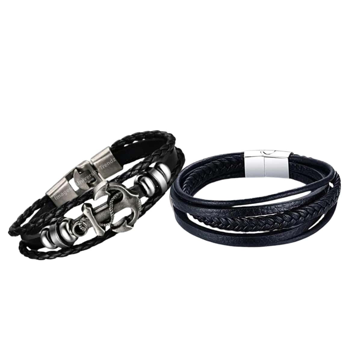 Men's Leather Multistrand Bracelet Combo (Pack of 2) image 2