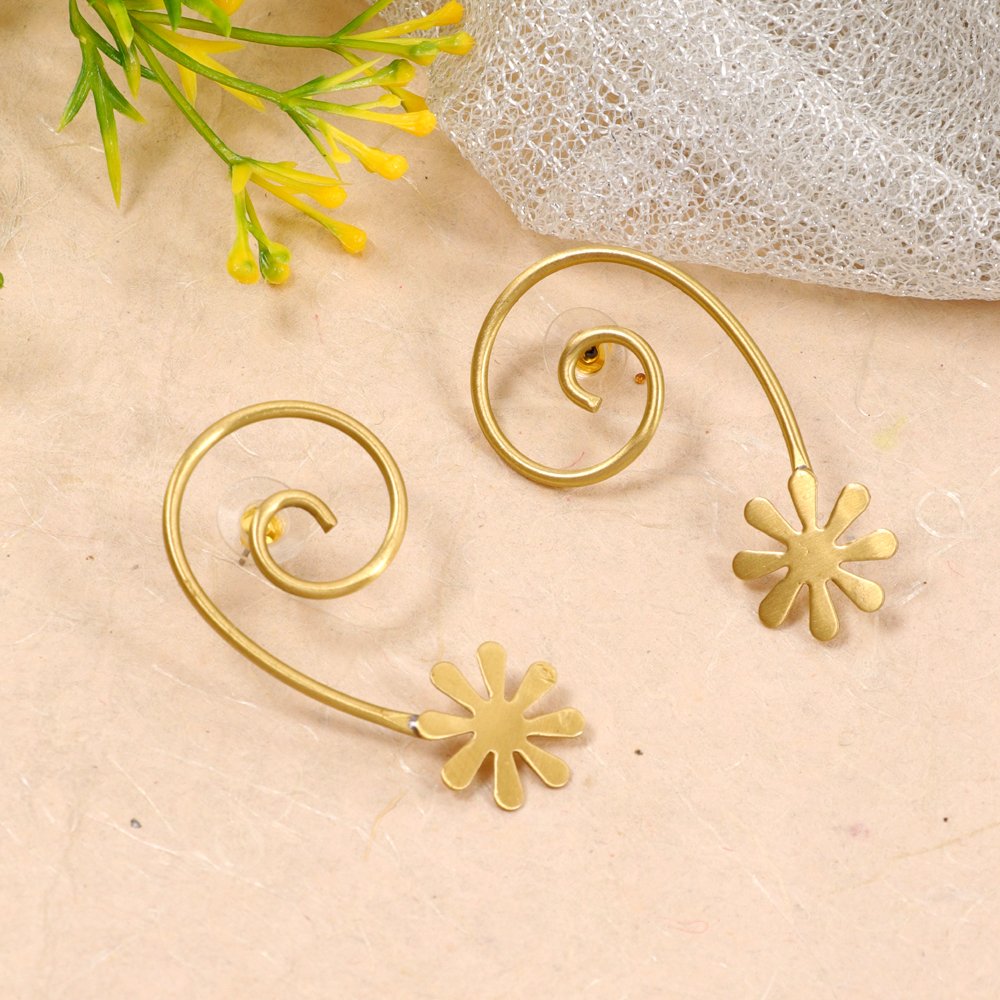 Gold Finish Demi-Fine Jewelry Anti-Tarnish Waterproof Spiral Earrings image 2