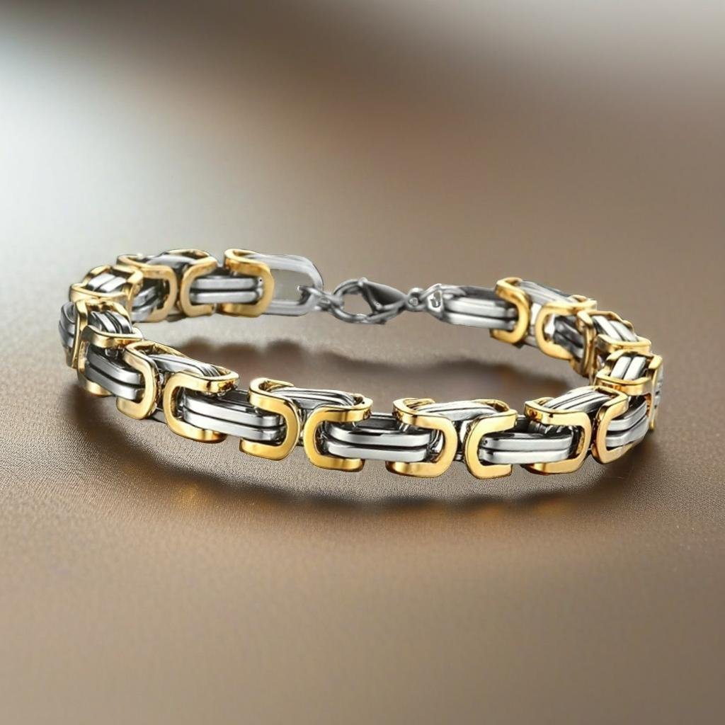 Stylish Dual-Tone Link Chain Bracelet for Men image 6
