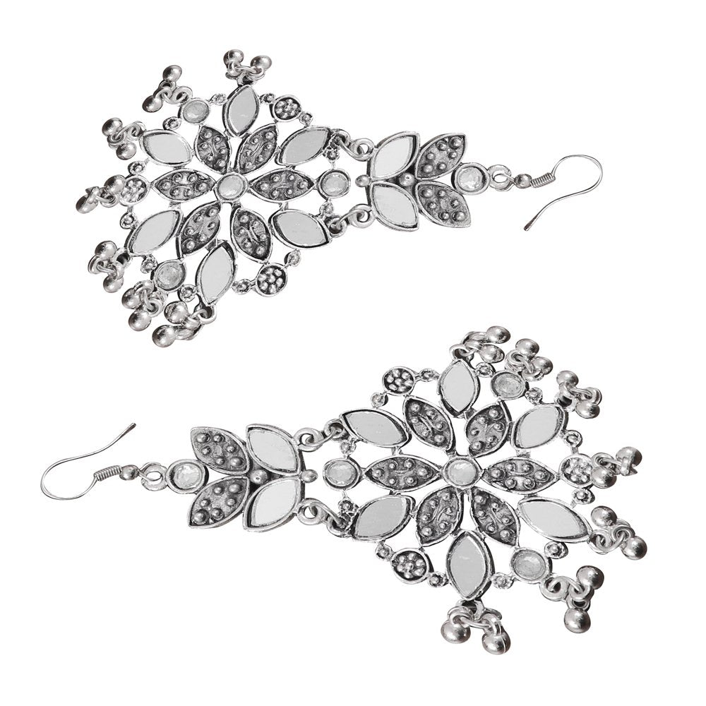 Oxidised Silver Mirror Dangler Earrings image 2