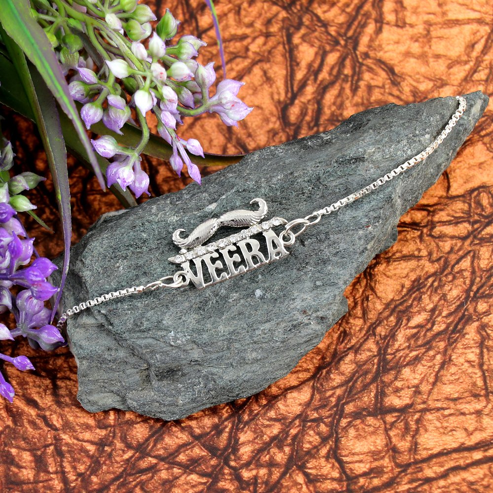 Silver-Plated Veera Moustache Rakhi-Bracelet image 1