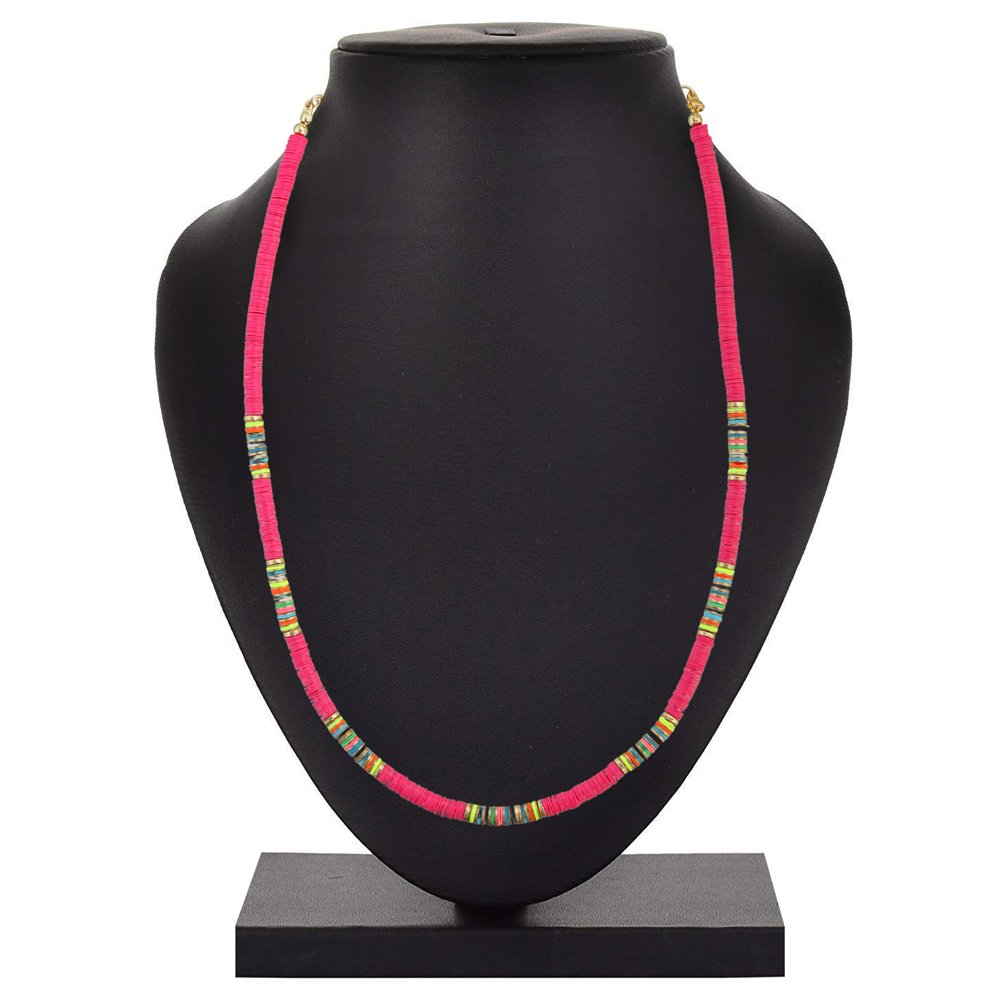 Handcrafted Pink Thread Necklace image 2