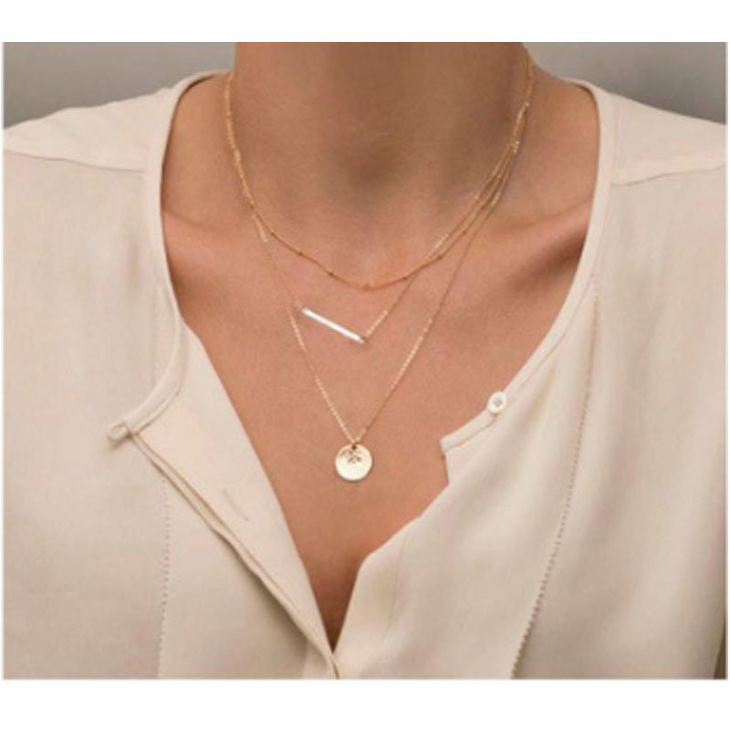 Gold-Plated Multilayer Coin Pendant Necklace image 3