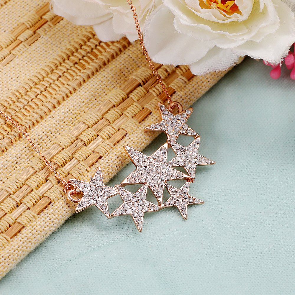 Gold-Tone Crystal Star Pendant Necklace image 1