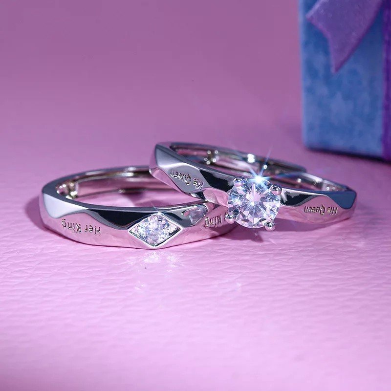 King and Queen Radiant Love Crystal Couples Rings image 3