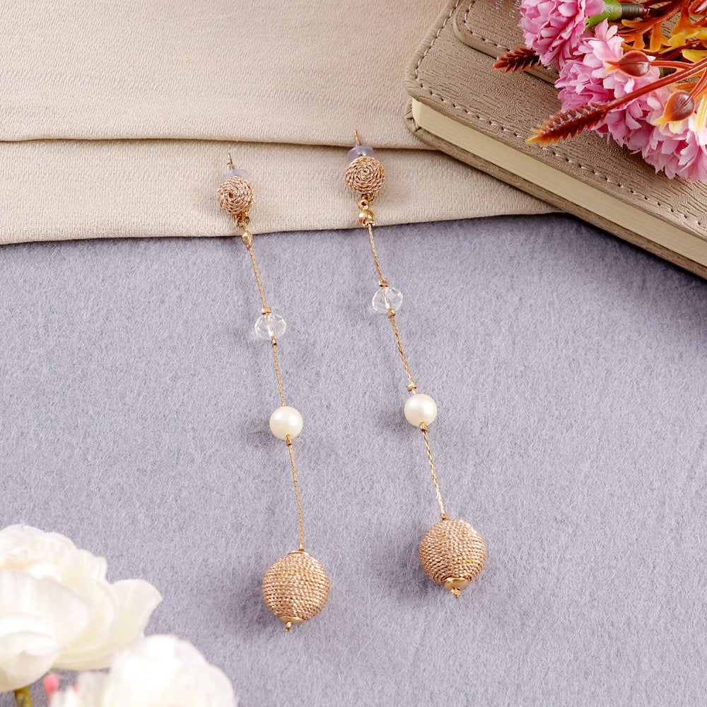 Gold-Plated Contemprorary Long Tassel Earrings image 3