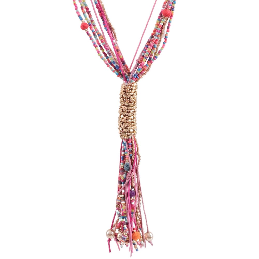 Gold-Tone Multicolor Long Knot Necklace image 1