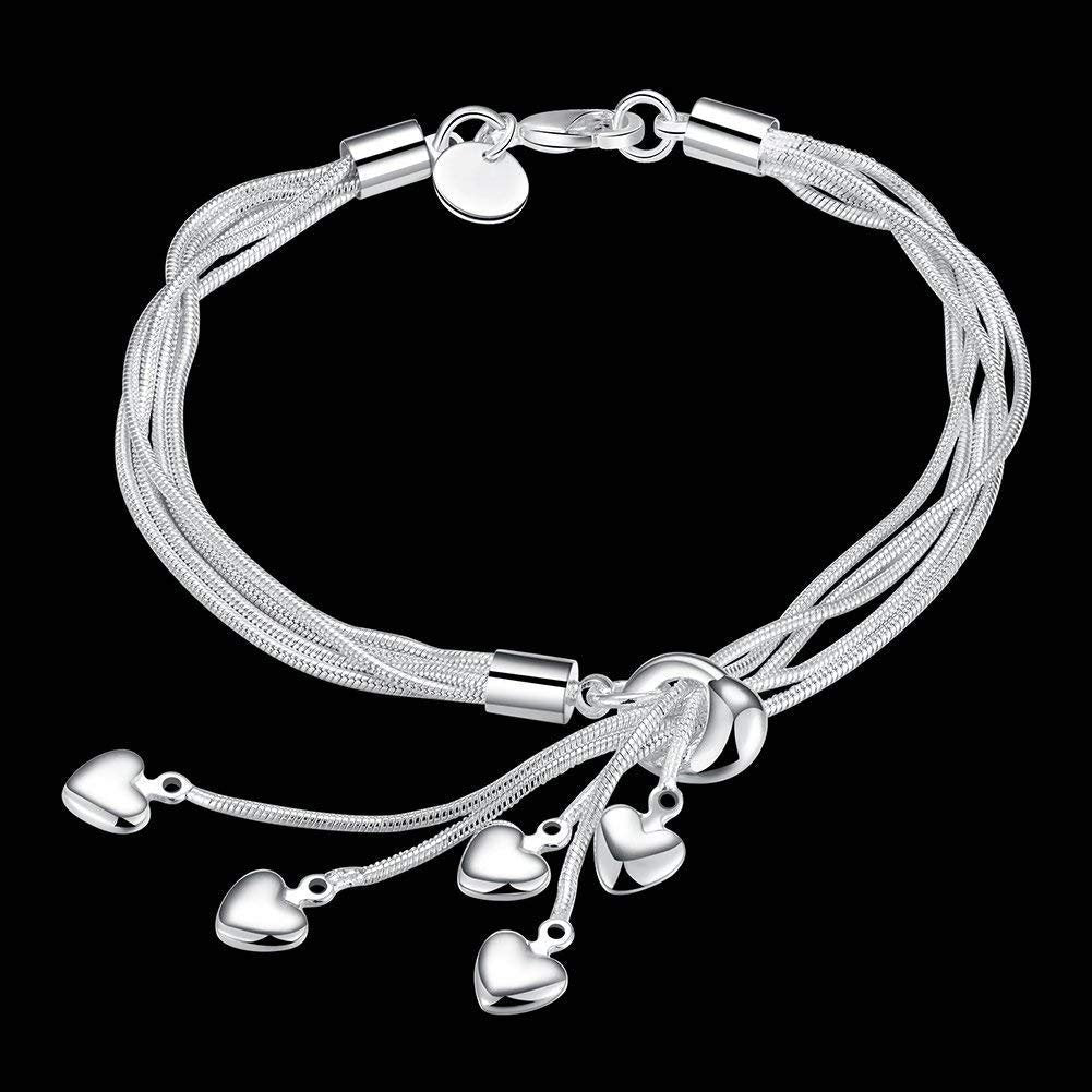 Silver-Plated Multilayered Heart Bracelet image 0