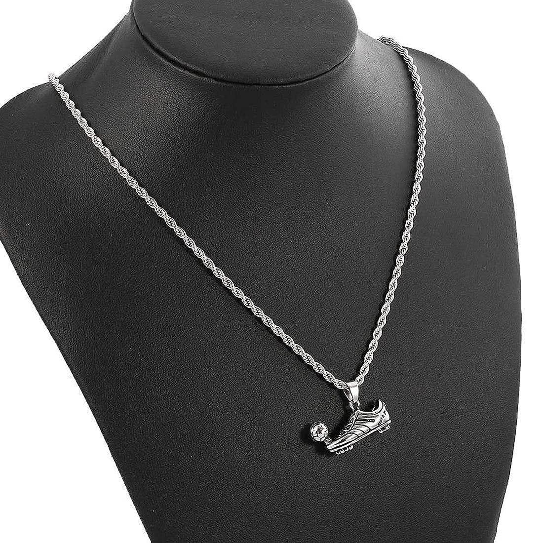 Oxidized Silver Soccer Shoes Pendant Chain Necklace image 3