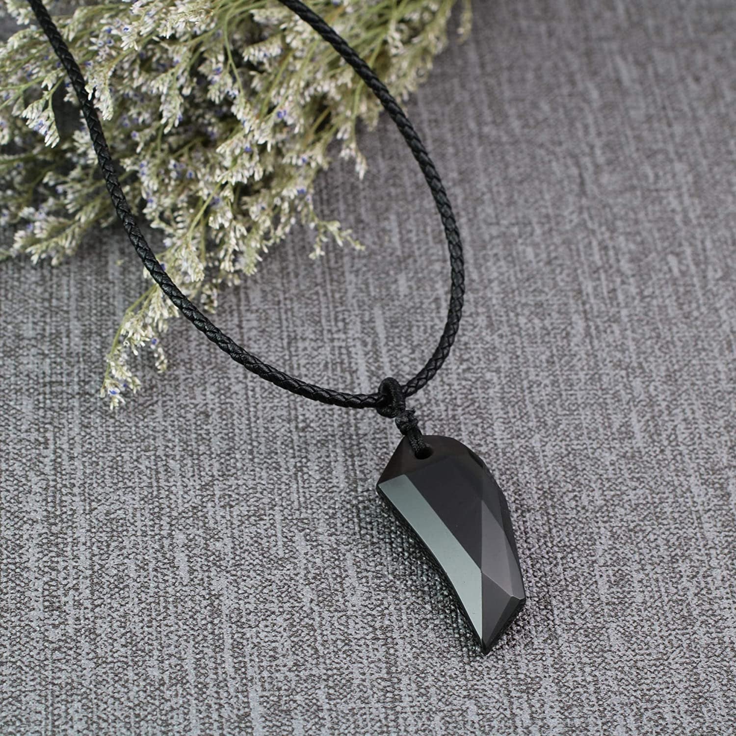 Stylish Black Stone Thread Drawstring Pendant Necklace for Men/Women image 0
