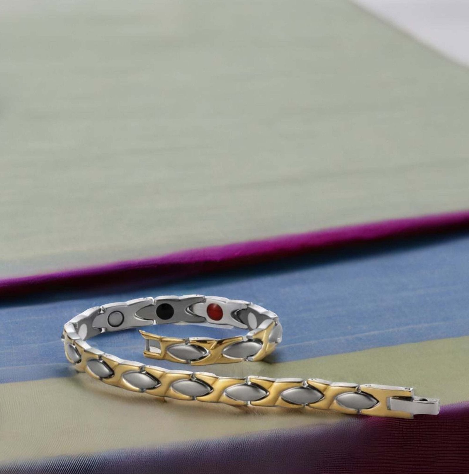 316L Stainless Steel Dual Tone Magnetic Bracelet image 1