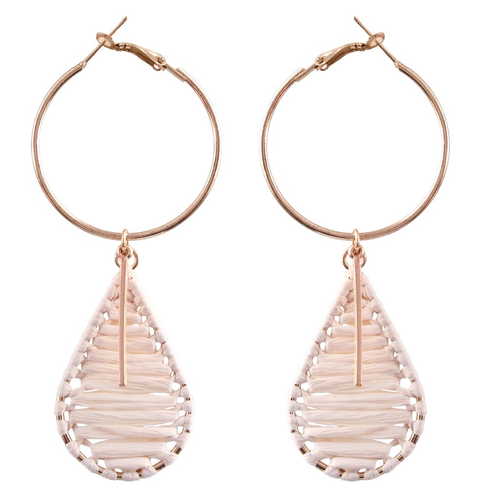 Contemporary Gold-Plated White Thread Leaf Hoop Earring for Women/Girls image 3