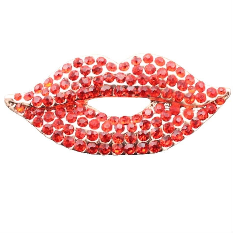 Hot Red Stone Lips Brooch For Women/Girls image 3