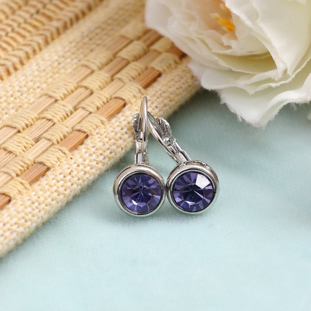 Gold-Plated Korean Design Purple Crystal drop & Dangler Earrings image 2
