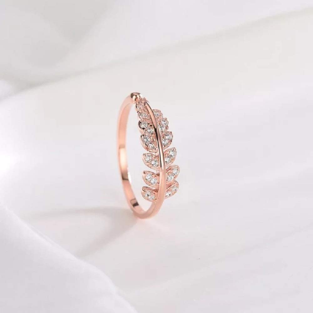 Rose-Gold Leaf Crystal Adjustable Ring image 0