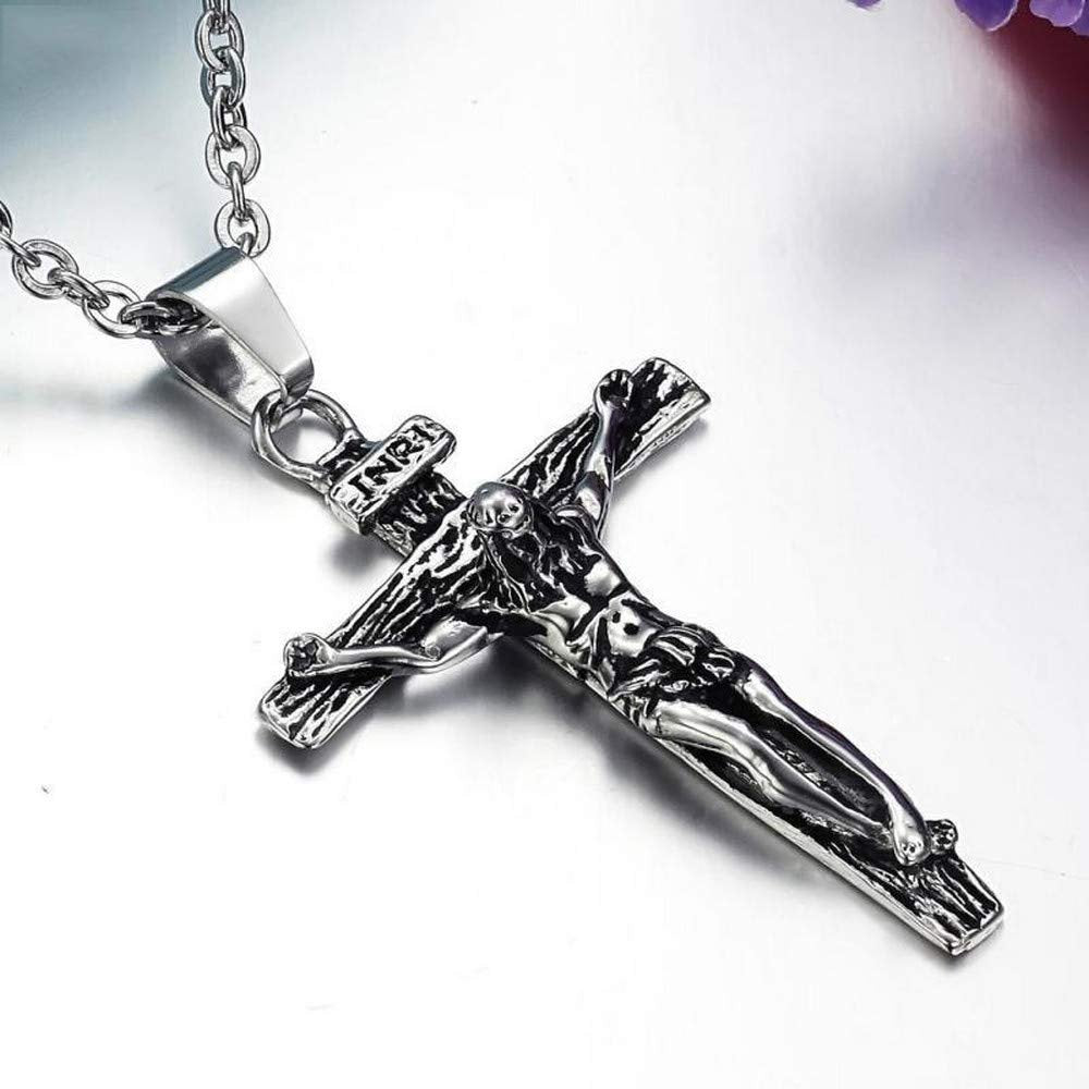 Oxidized Silver Jesus Cross Pendant Necklace image 3
