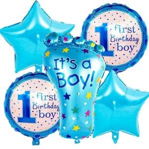 Baby Boy First Birthday Balloons Combo  (Pack of 5)