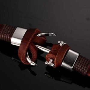 Anchor Brown Leather Bracelet