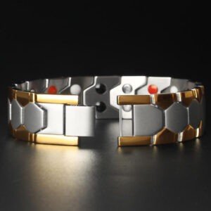 Silver with Golden Lining Bio-magnetic Bracelet