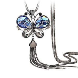 Butterfly Pendant with Blue Stones