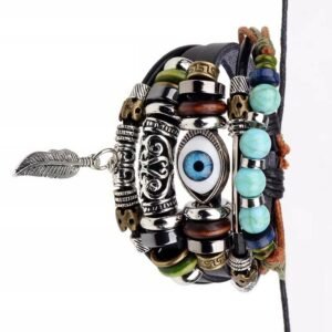 Evil Eye Multi-Layer Leather Bracelet