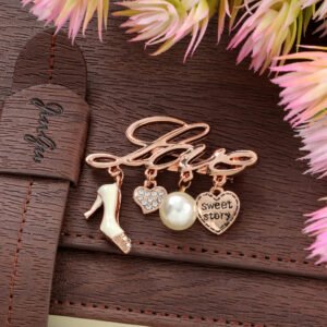 Gold-Plated Tassel Pearl/Heel Heart Love Brooch for Women/Girls