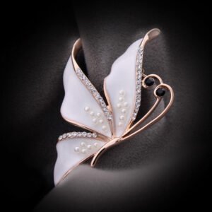 White Crystal Half Butterfly Brooch