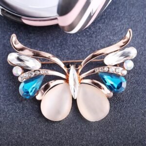 Gold-Tone Crystal Studed Butterfly Brooch