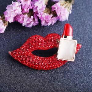 Hot Red Lips Lipstick Brooch For Women/Girls