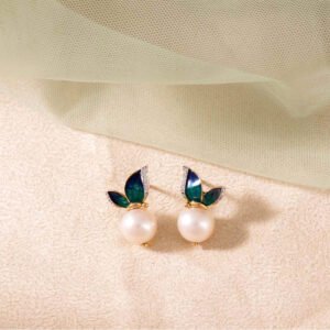 Gold-Plated Blue Butterfly Pearl Stud Earring For Women/Girl’s