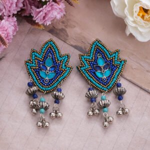 Handcrafted Beaded Blue Dangler Earrings for Women/Girl’s