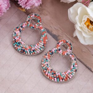 Silver-Plated Chic Multicolor Beaded Drop Earring For Women/Girl’s