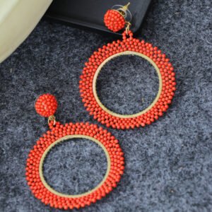 Orange Beaded Drop & Dangler Earrings