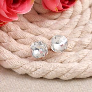 Gold-Plated White Crystal Studs Earrings