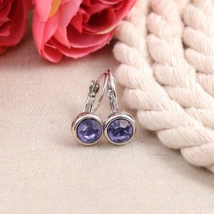 Gold-Plated Korean Design Purple Crystal drop & Dangler Earrings
