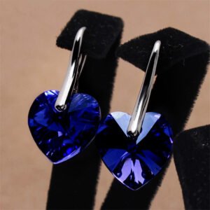Silver-Plated Royal Blue Crystal Dangler Hook Earrings