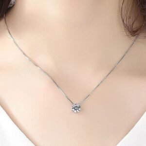 Silver-Plated Necklace Crystal Teardrop Pendant for Women/Girls