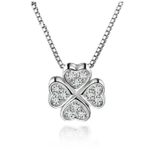 Silver-Toned Crystal Heart Pendant Necklace