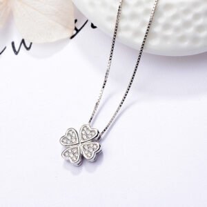 Silver-Toned Crystal Heart Pendant Necklace